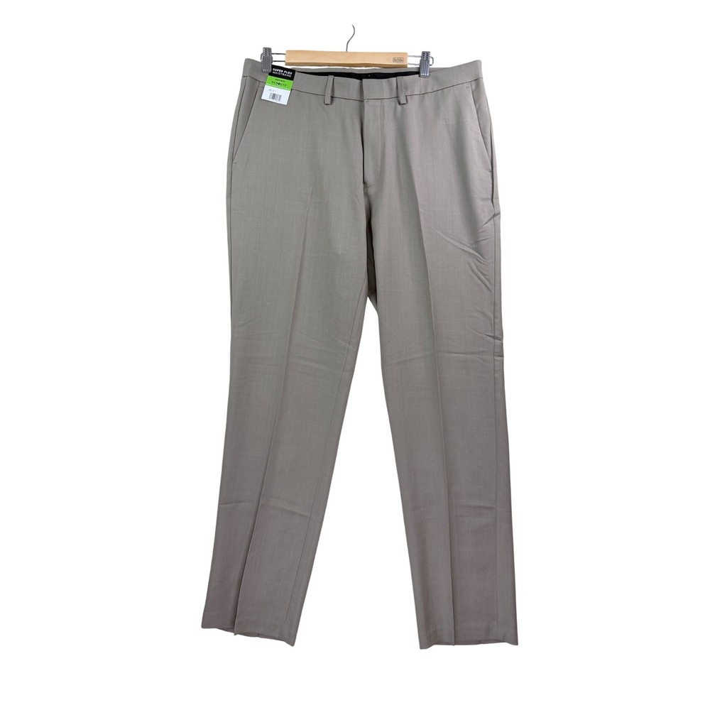 Haggar Dress Pants Mens 36x32 Tan Super Flex Straight Fit NWT Business Casual